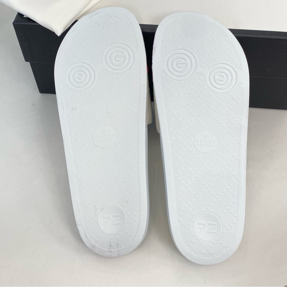 Mens Gucci “Original Gucci” Leather Rubber Pool Slide Sandal 10 GG White Logo - Picture 4 of 6